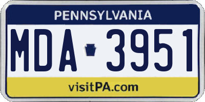 PA license plate MDA3951