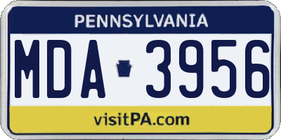 PA license plate MDA3956