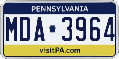 PA license plate MDA3964