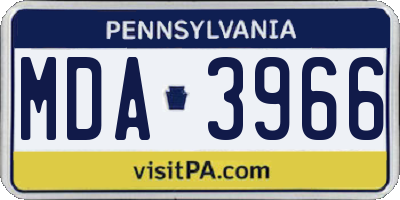 PA license plate MDA3966