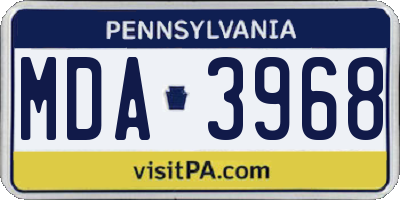 PA license plate MDA3968