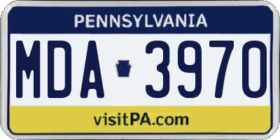 PA license plate MDA3970