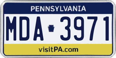 PA license plate MDA3971