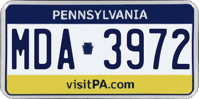 PA license plate MDA3972