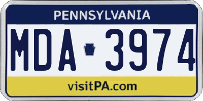 PA license plate MDA3974
