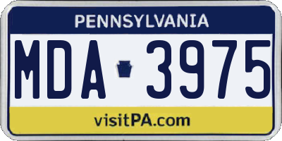 PA license plate MDA3975
