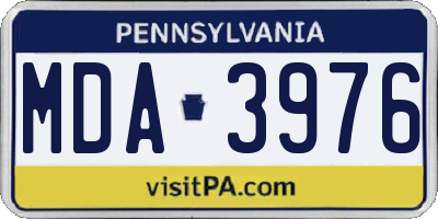 PA license plate MDA3976