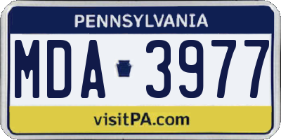 PA license plate MDA3977