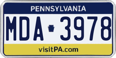 PA license plate MDA3978