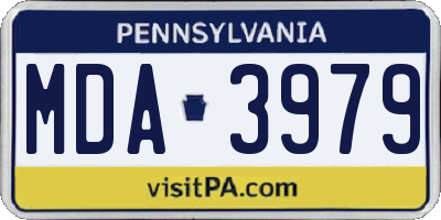 PA license plate MDA3979