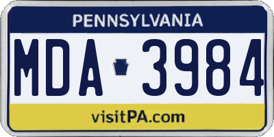 PA license plate MDA3984