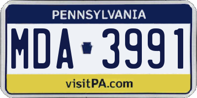 PA license plate MDA3991