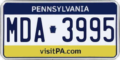 PA license plate MDA3995
