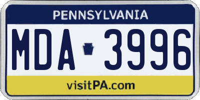 PA license plate MDA3996