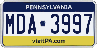 PA license plate MDA3997