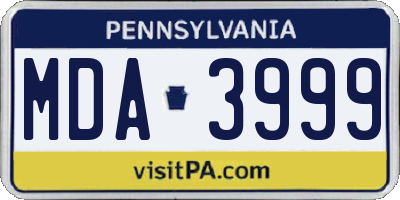 PA license plate MDA3999