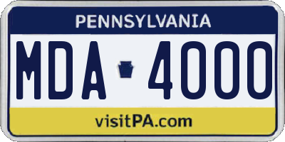 PA license plate MDA4000