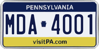 PA license plate MDA4001