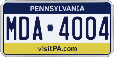 PA license plate MDA4004