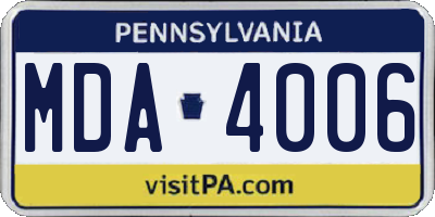 PA license plate MDA4006