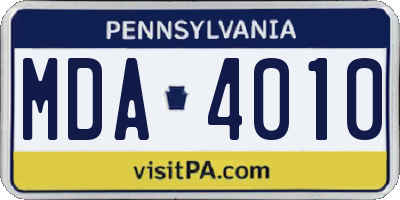 PA license plate MDA4010