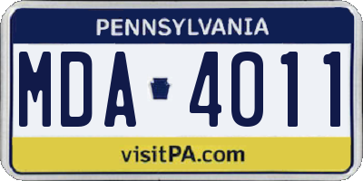 PA license plate MDA4011