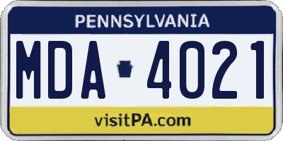 PA license plate MDA4021
