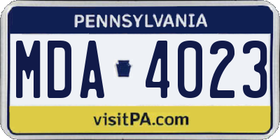PA license plate MDA4023