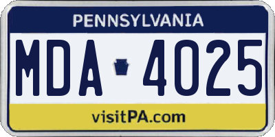 PA license plate MDA4025