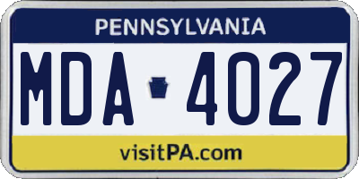 PA license plate MDA4027