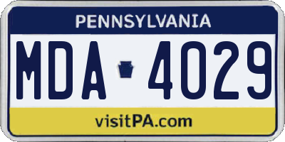 PA license plate MDA4029