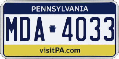 PA license plate MDA4033