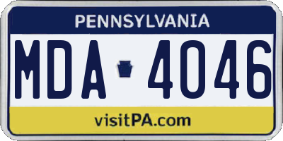 PA license plate MDA4046