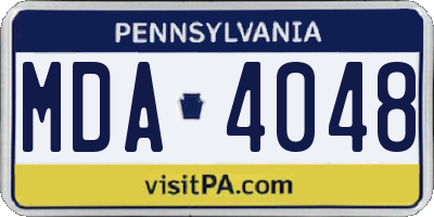 PA license plate MDA4048