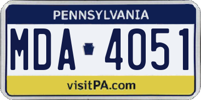 PA license plate MDA4051