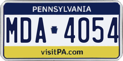 PA license plate MDA4054