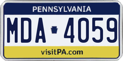 PA license plate MDA4059