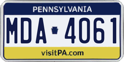 PA license plate MDA4061