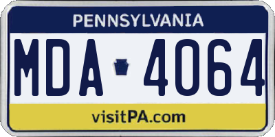 PA license plate MDA4064