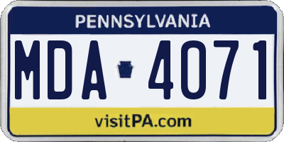 PA license plate MDA4071