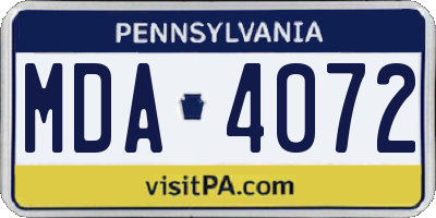 PA license plate MDA4072