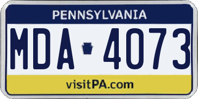 PA license plate MDA4073