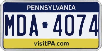 PA license plate MDA4074