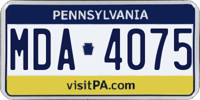 PA license plate MDA4075