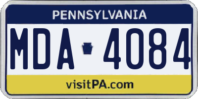 PA license plate MDA4084