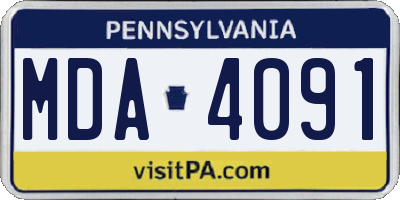 PA license plate MDA4091