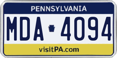 PA license plate MDA4094