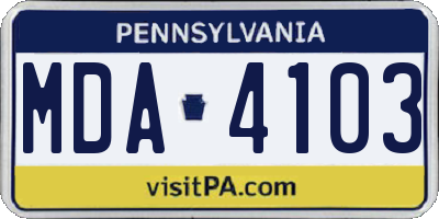 PA license plate MDA4103