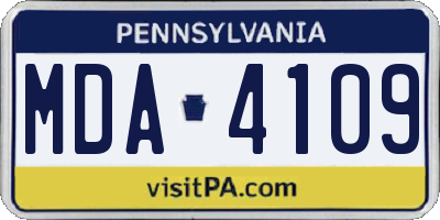 PA license plate MDA4109