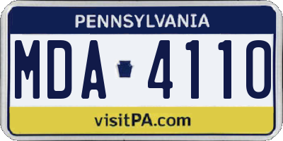 PA license plate MDA4110